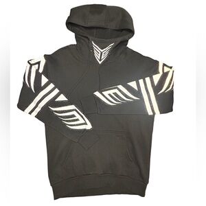 Dolls Kill clubEXX black oversized rave hoodie reflective detail festival NWT S